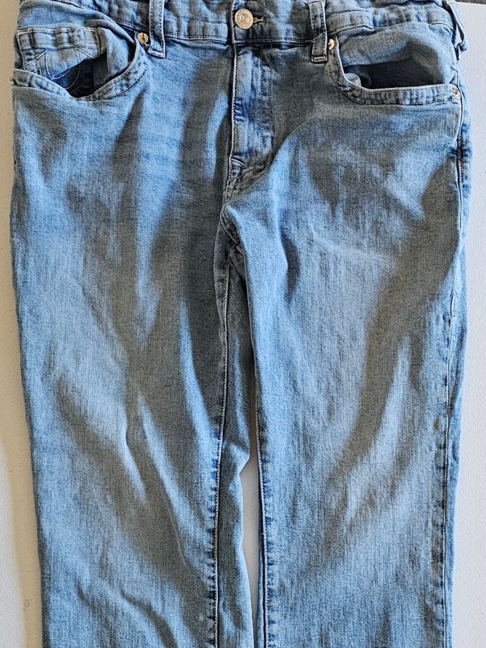 True Religion Ricky Jeans Mens Light Wash Relaxed Straight Flap Pocket 40x36